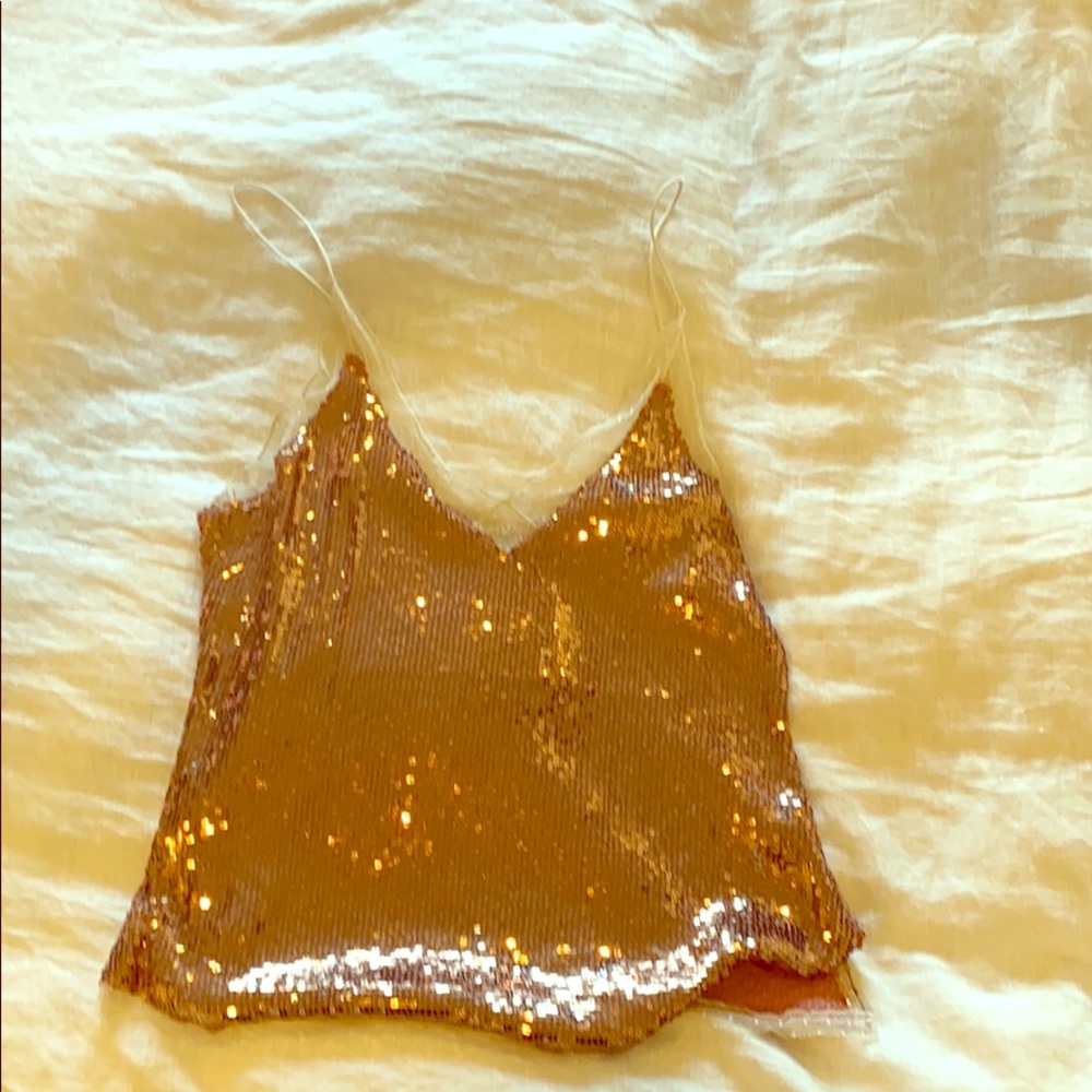 Free people rose gold sequin top